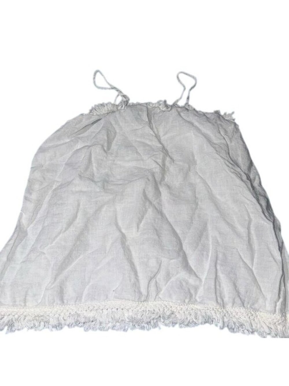 White Francesca Bettini Fringe-Trimmed Sleeveless Top